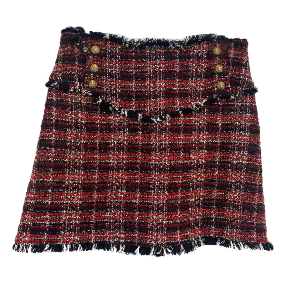Pinko Vita Red and Black Tweed Mini Skirt NWT